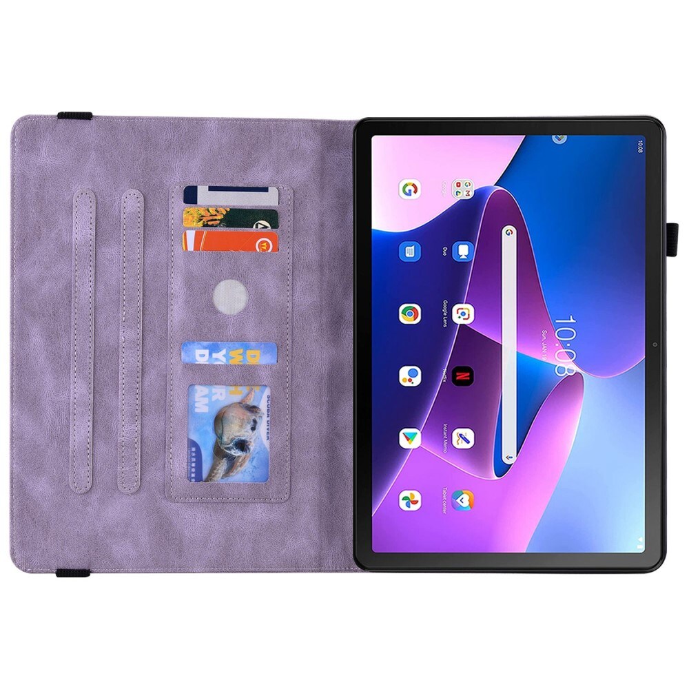 Lenovo Tab M10 (3rd Gen) Etui med sommerfugle, Lilla