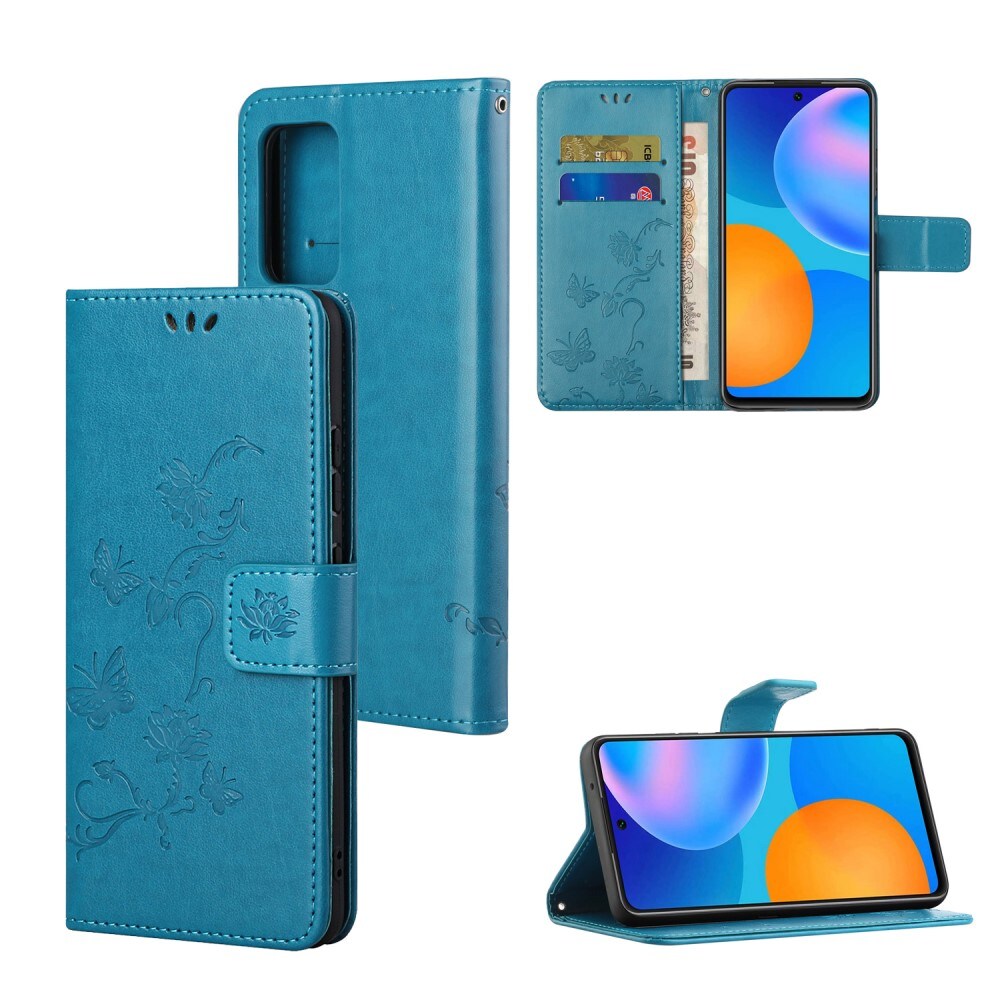 Xiaomi Redmi 10 Mobiletui med sommerfugle, Blå