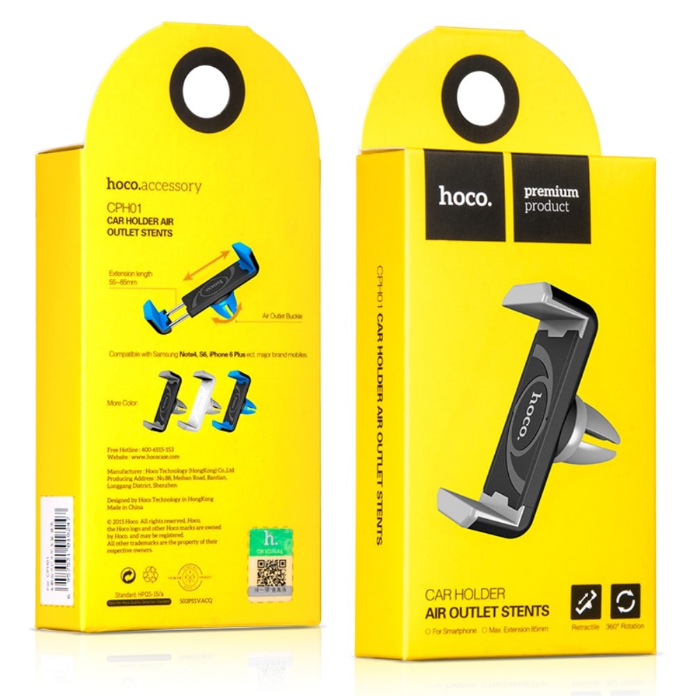 Mobilholder til bilens luftventil, Sort