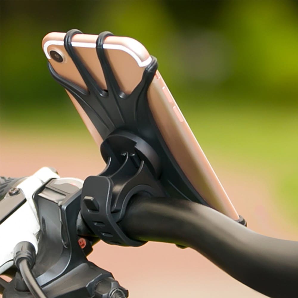 Mobilholder med silikonegreb til cykelstyret, Sort