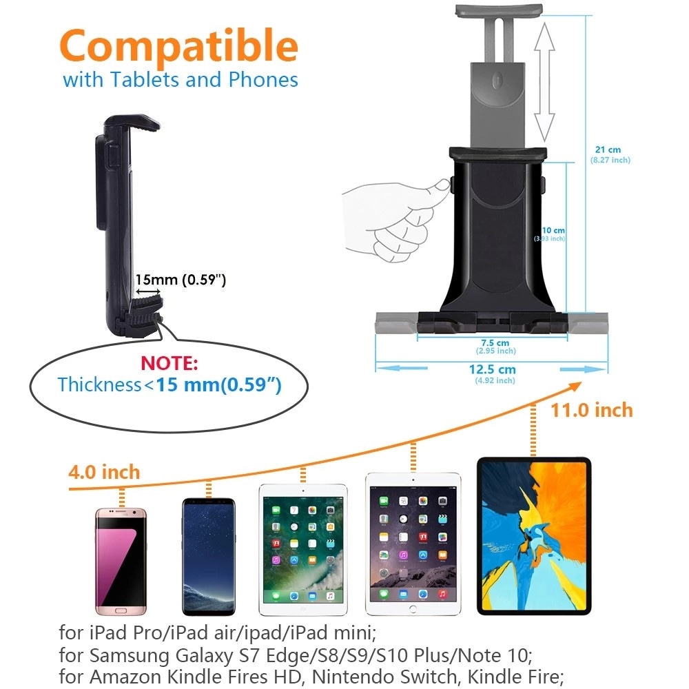 Tablet-holder til bilens luftventil, Sort