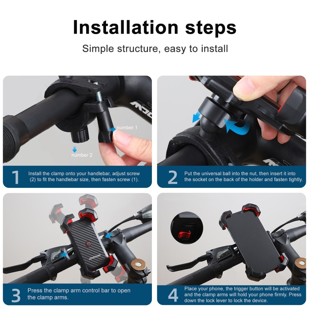JR-ZS288 Praktisk mobilholder til cykel, Sort