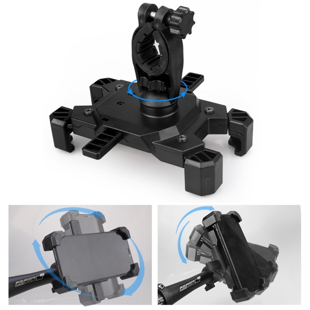 Universal mobilholder til motorcykel-cykelstyr, Sort