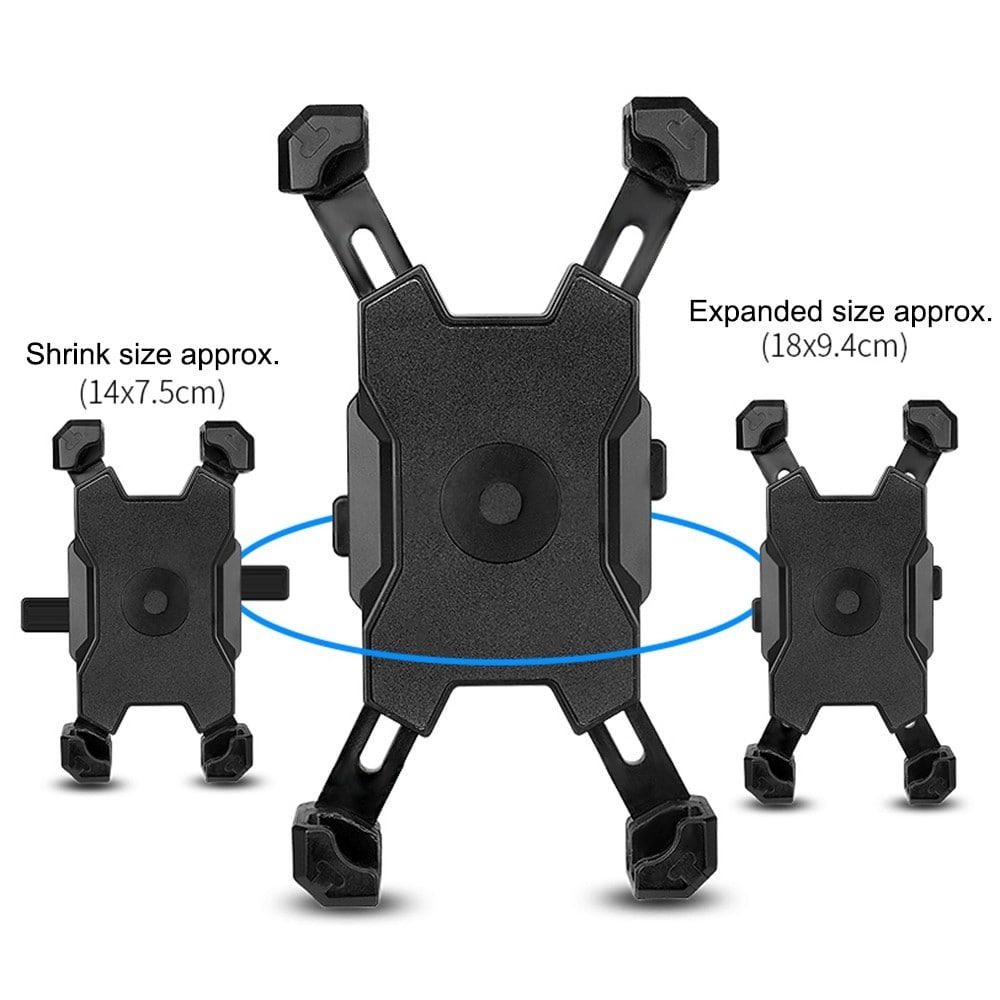 Universal mobilholder til motorcykel-cykelstyr, Sort