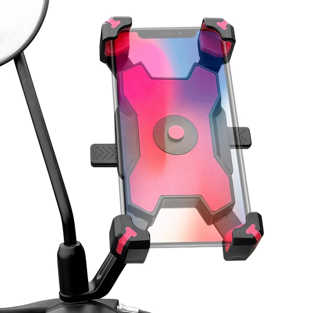 Universal mobilholder til motorcyklens sidespejl, Sort