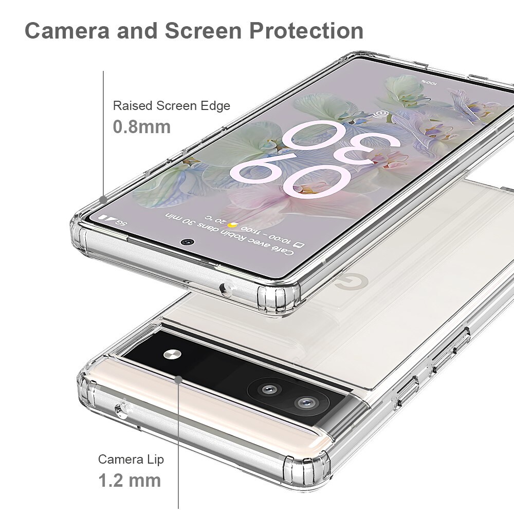 Google Pixel 6a Crystal Hybrid-cover, Gennemsigtig