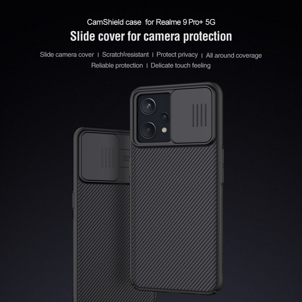 Realme 9 Pro Plus Cover med kamerabeskyttelse - CamShield, Sort