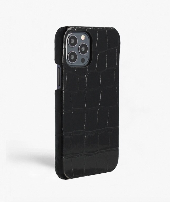 iPhone 12/iPhone 12 Pro Cover Croco Sort