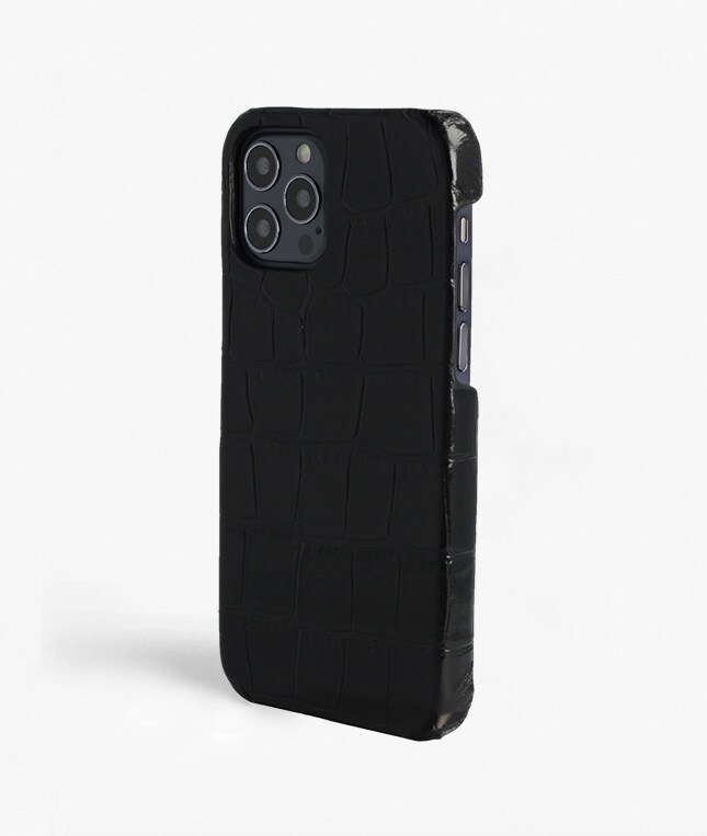 iPhone 12/iPhone 12 Pro Cover Croco Sort