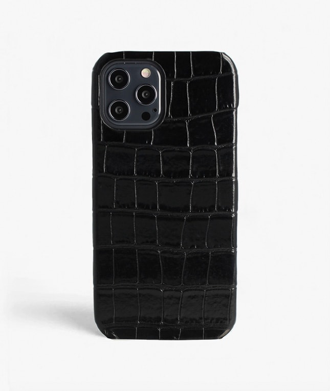 iPhone 12 Pro Max Cover Croco Black
