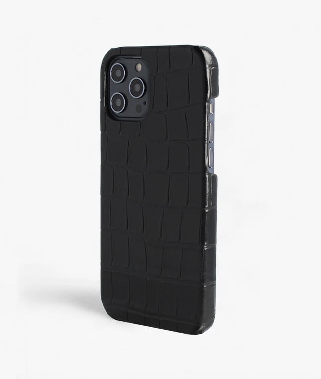 iPhone 12 Pro Max Cover Croco Black
