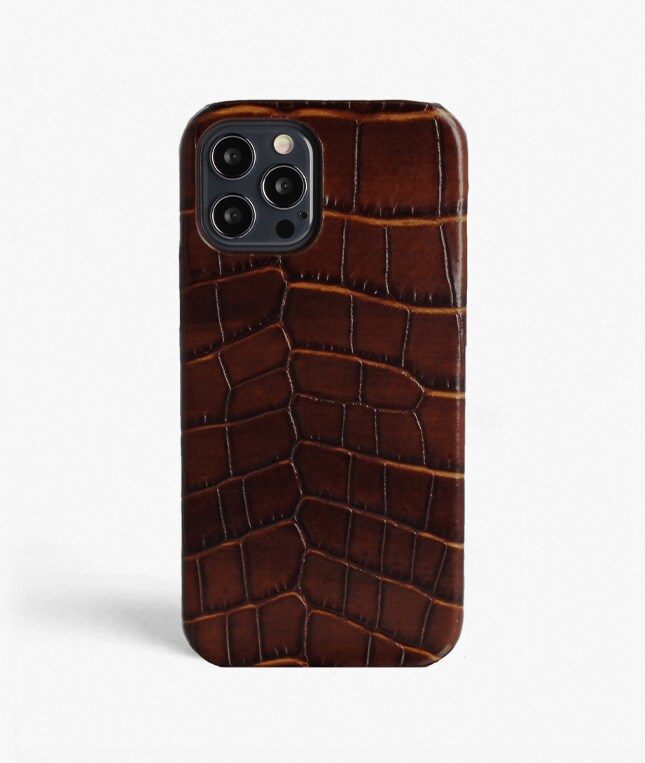 iPhone 12/iPhone 12 Pro Cover Croco Brun