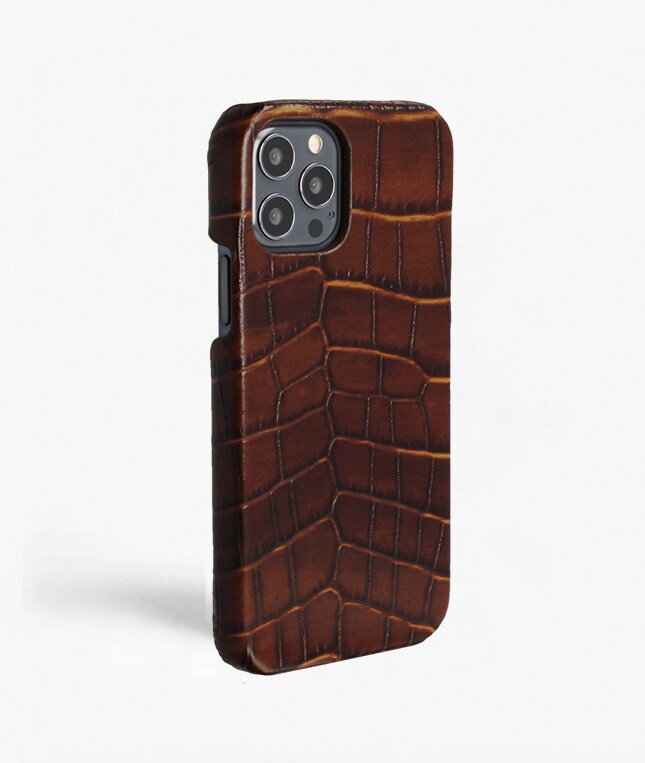 iPhone 12/iPhone 12 Pro Cover Croco Brun