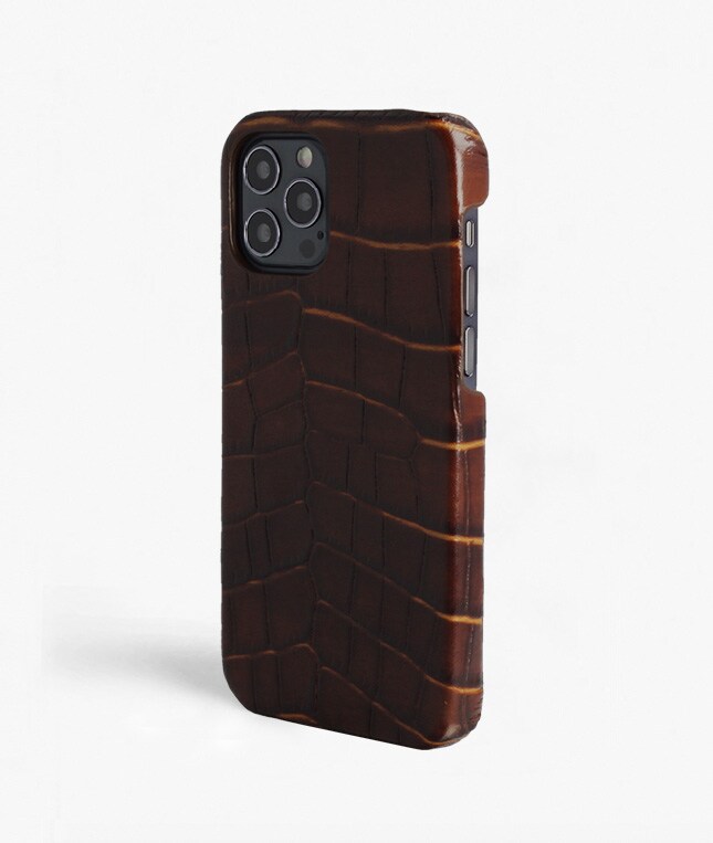 iPhone 12/iPhone 12 Pro Cover Croco Brun