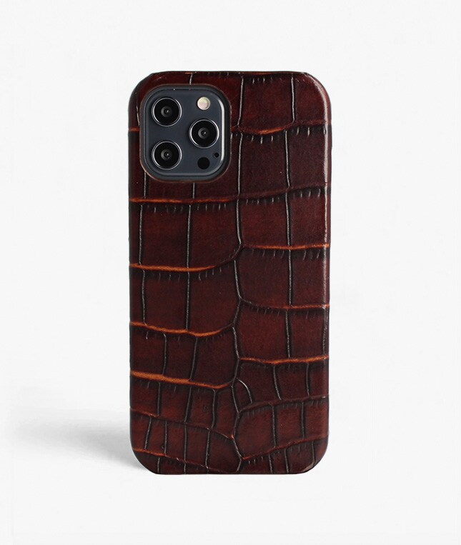 iPhone 12 Pro Max Cover Croco Brun
