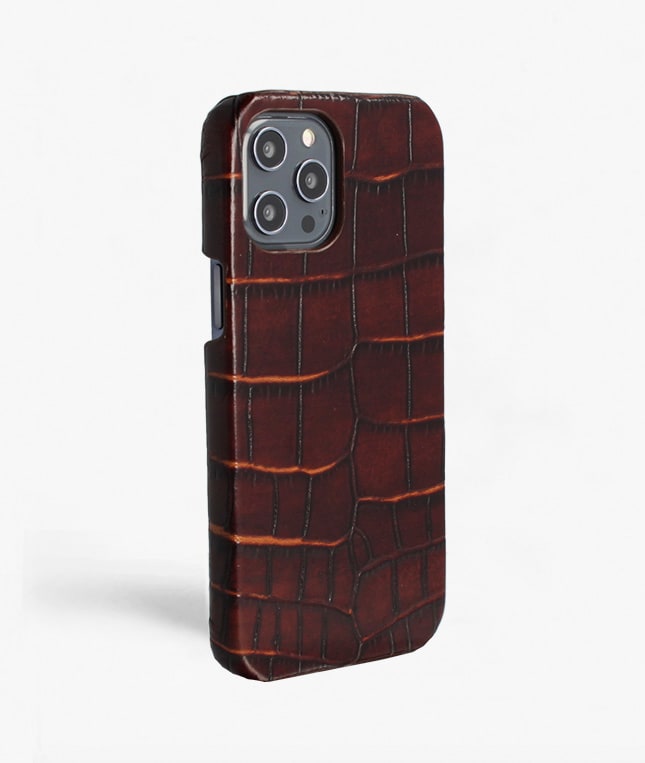 iPhone 12 Pro Max Cover Croco Brun