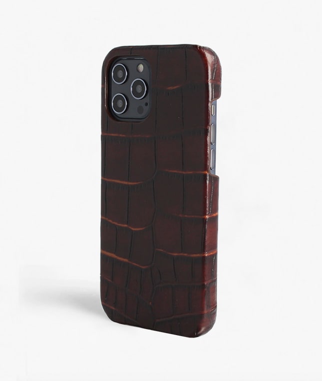 iPhone 12 Pro Max Cover Croco Brun