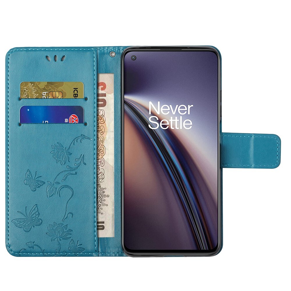 OnePlus Nord 2 5G Mobiletui med sommerfugle, Blå