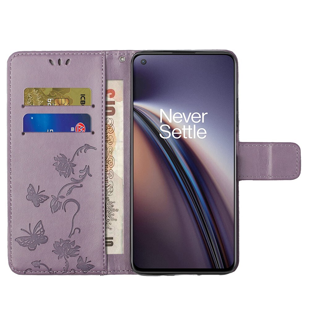  OnePlus Nord 2 5G Mobiletui med sommerfugle, Lilla