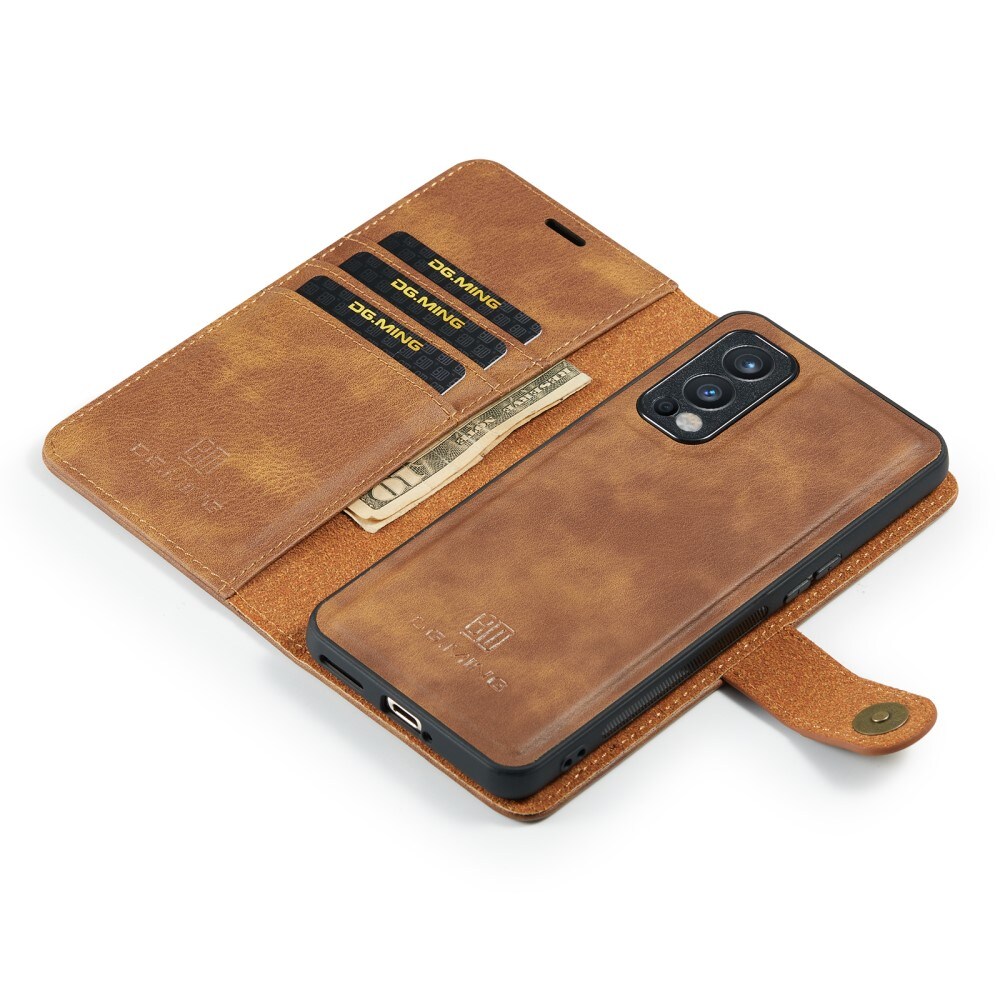  OnePlus Nord 2 5G Pungetui med aftageligt cover, Cognac