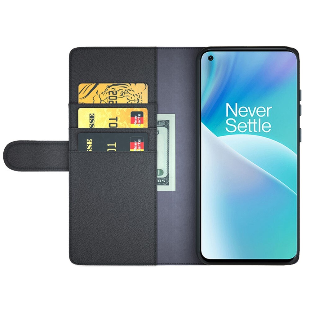  Oneplus Nord 2T 5G Slankt mobiletui i ægte læder, Sort