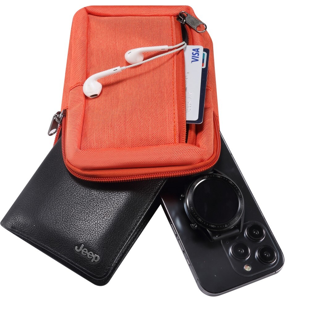 Lille Skuldertaske i nylon, Orange