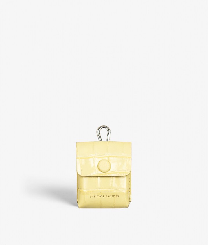 Fastgørbart AirPods læderetui Croco Pastell Yellow