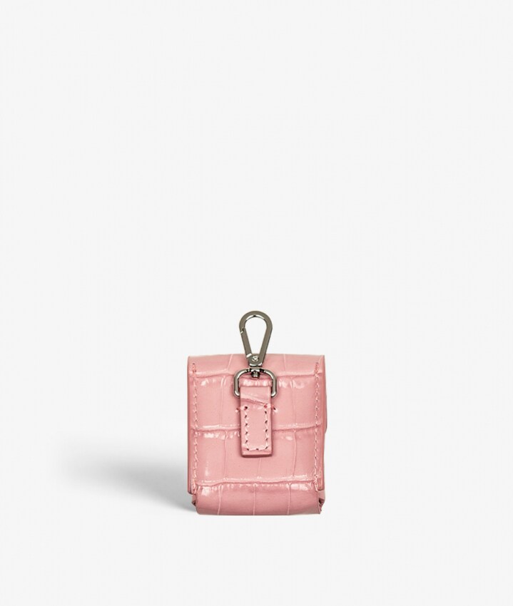 Fastgørbart AirPods læderetui Croco Pastell Rosa