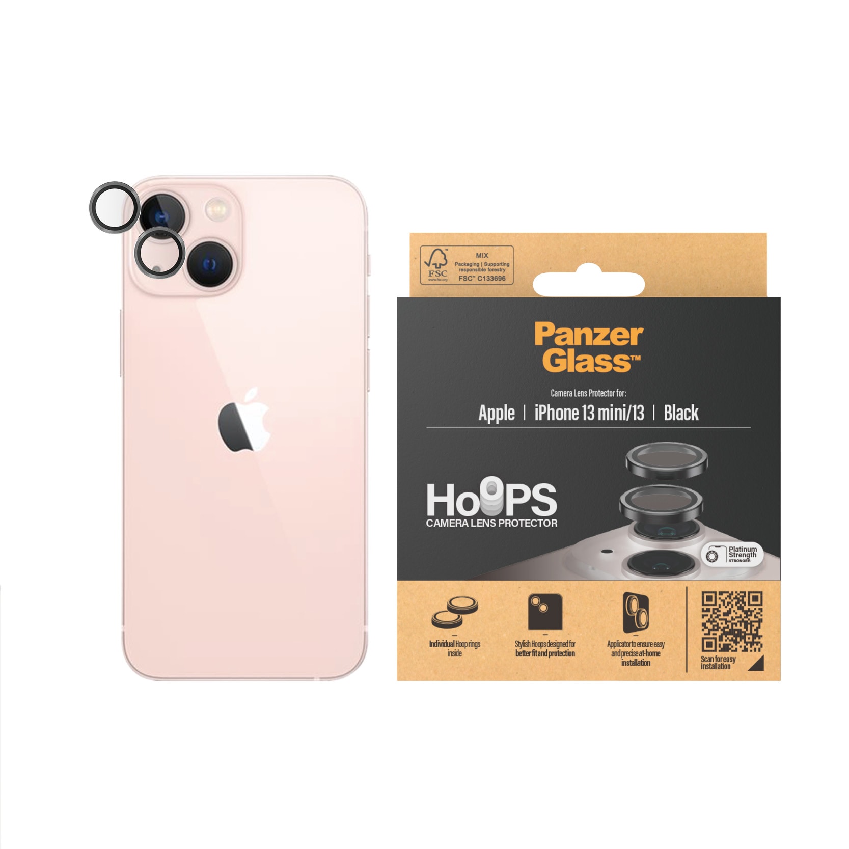 iPhone 13 Hoops linsebeskyttelse med aluminiumramme, Sort