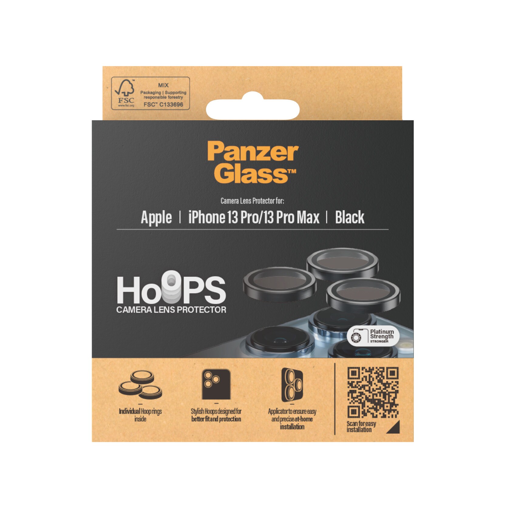 iPhone 13 Pro Hoops linsebeskyttelse med aluminiumramme, Sort