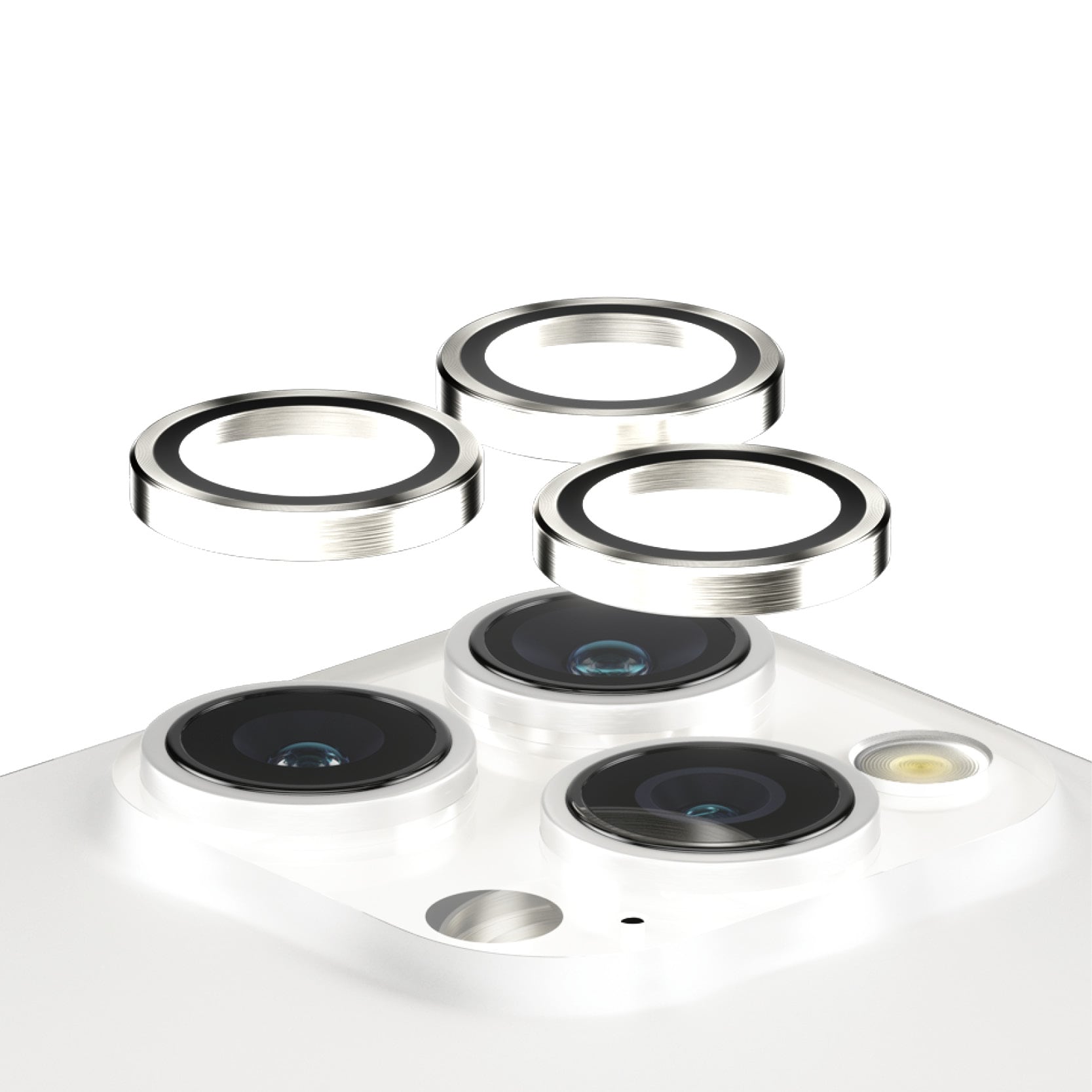 iPhone 15 Pro Max Hoops linsebeskyttelse med aluminiumramme, Sølv