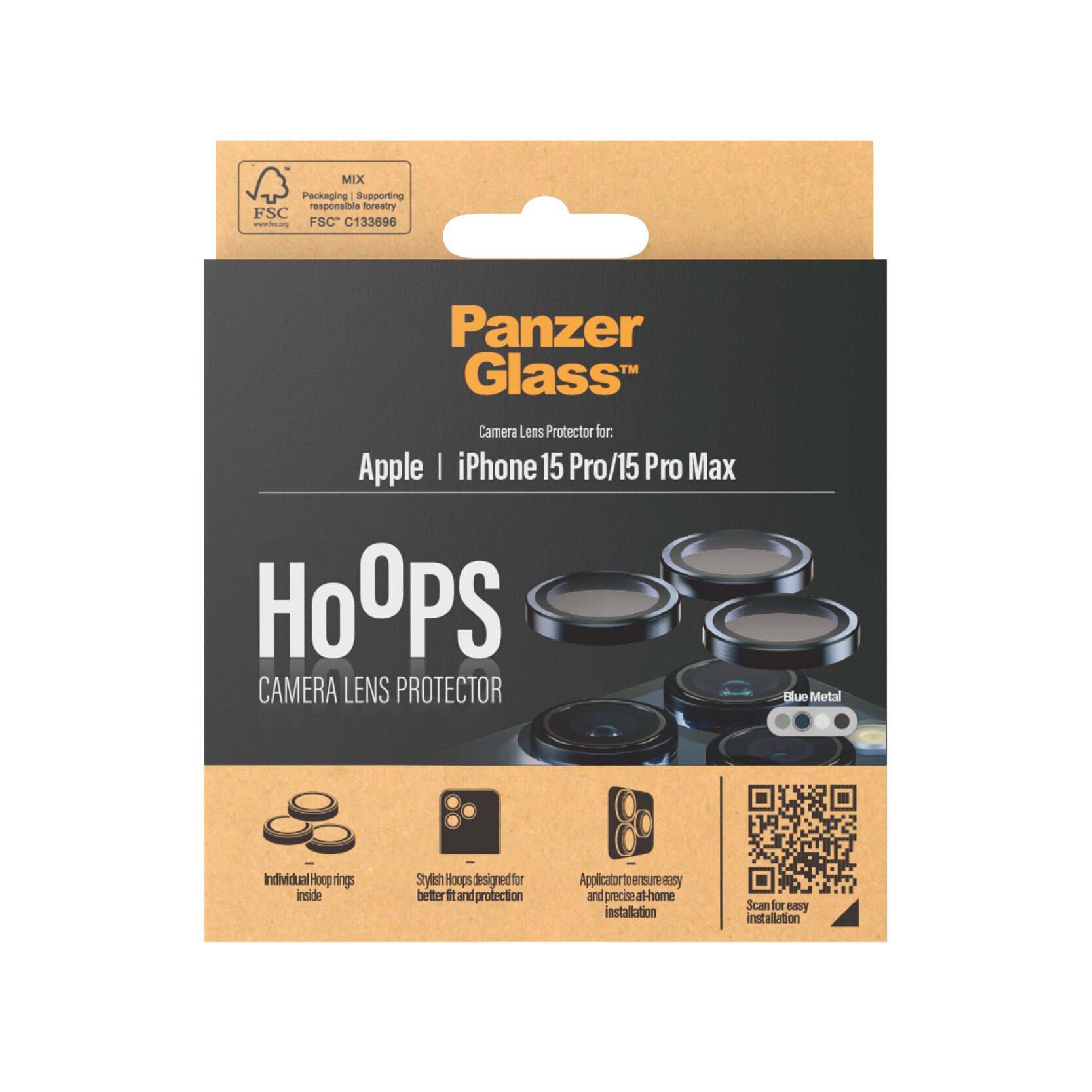 iPhone 15 Pro Hoops linsebeskyttelse med aluminiumramme, Blå
