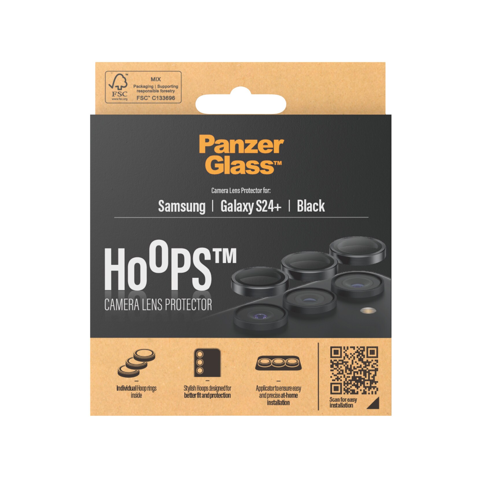 Samsung Galaxy S24 Plus Hoops linsebeskyttelse med aluminiumramme, Sort