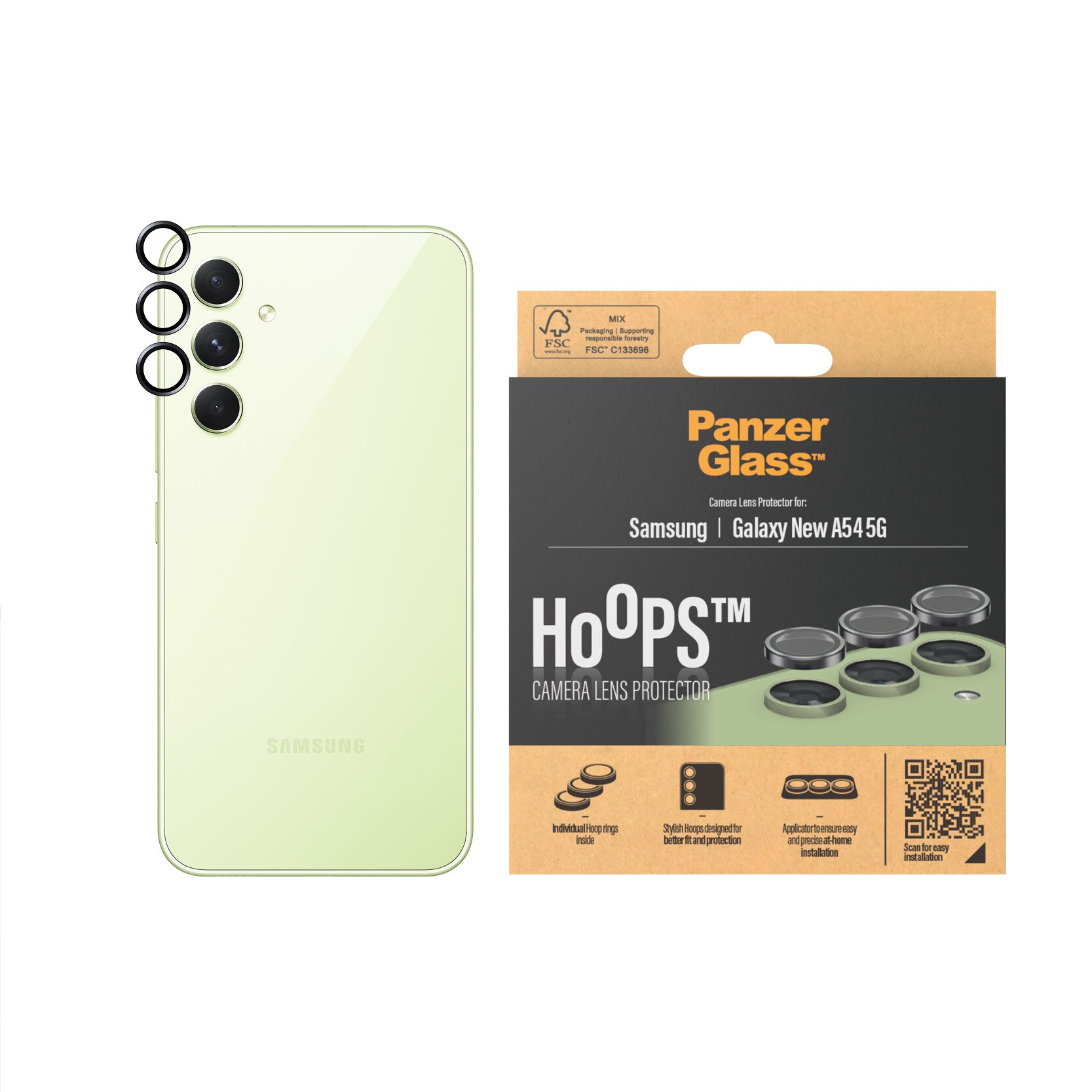 Samsung Galaxy A55 Hoops linsebeskyttelse med aluminiumramme, Sort