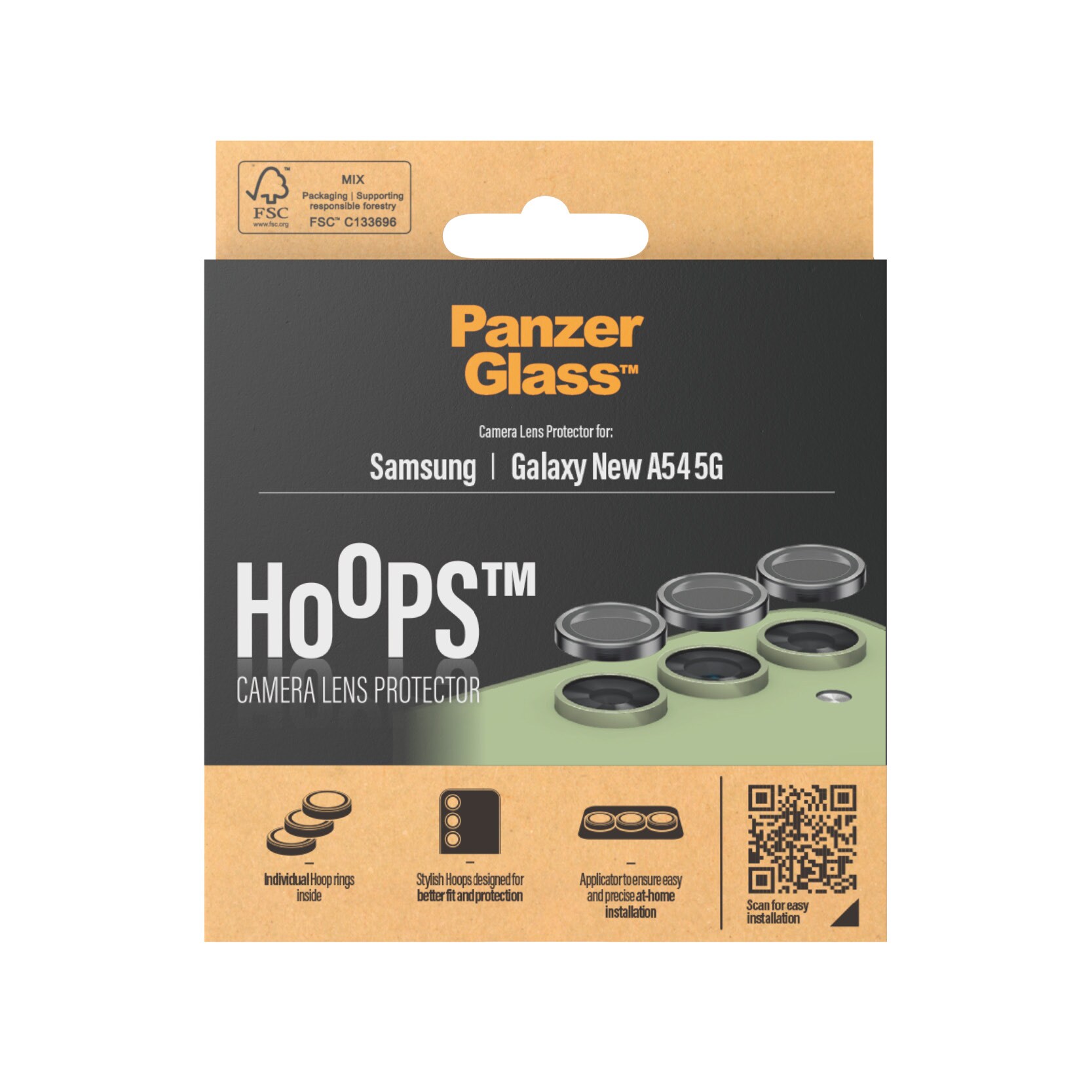 Samsung Galaxy A55 Hoops linsebeskyttelse med aluminiumramme, Sort