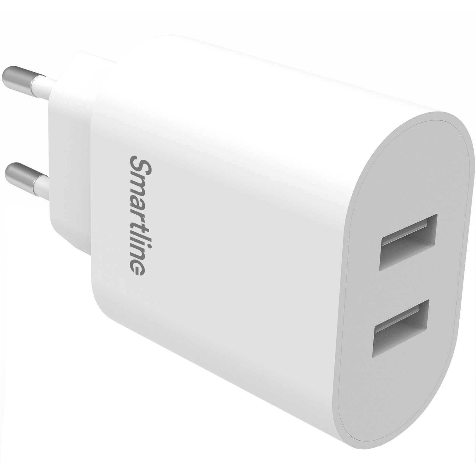 Vægoplader med dobbelte USB-porte 4.8A, Hvid