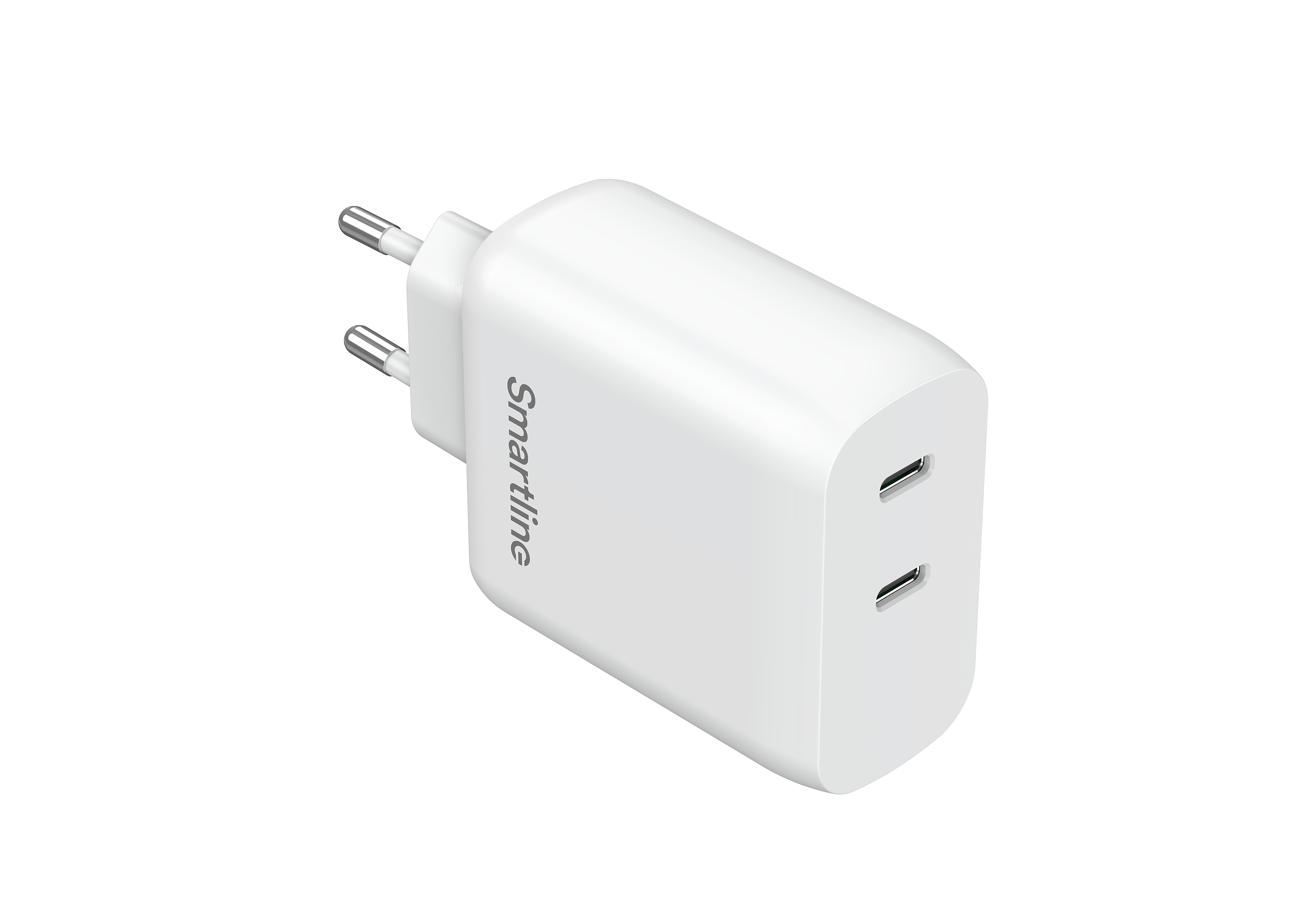Væglader med dobbelte USB-C-porte 35W PD, Hvid