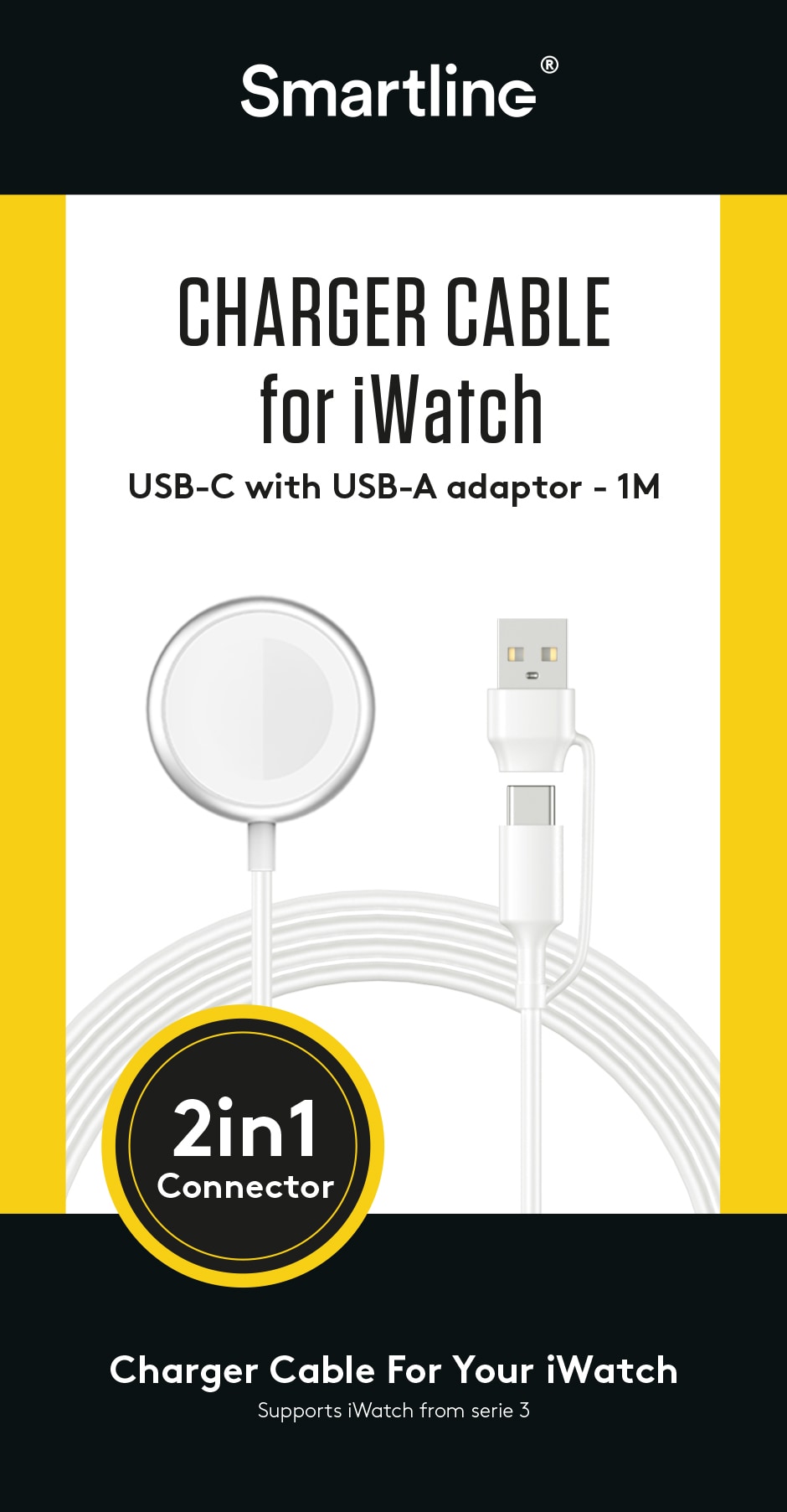 Apple Watch Oplader 1m 2.5W, Hvid