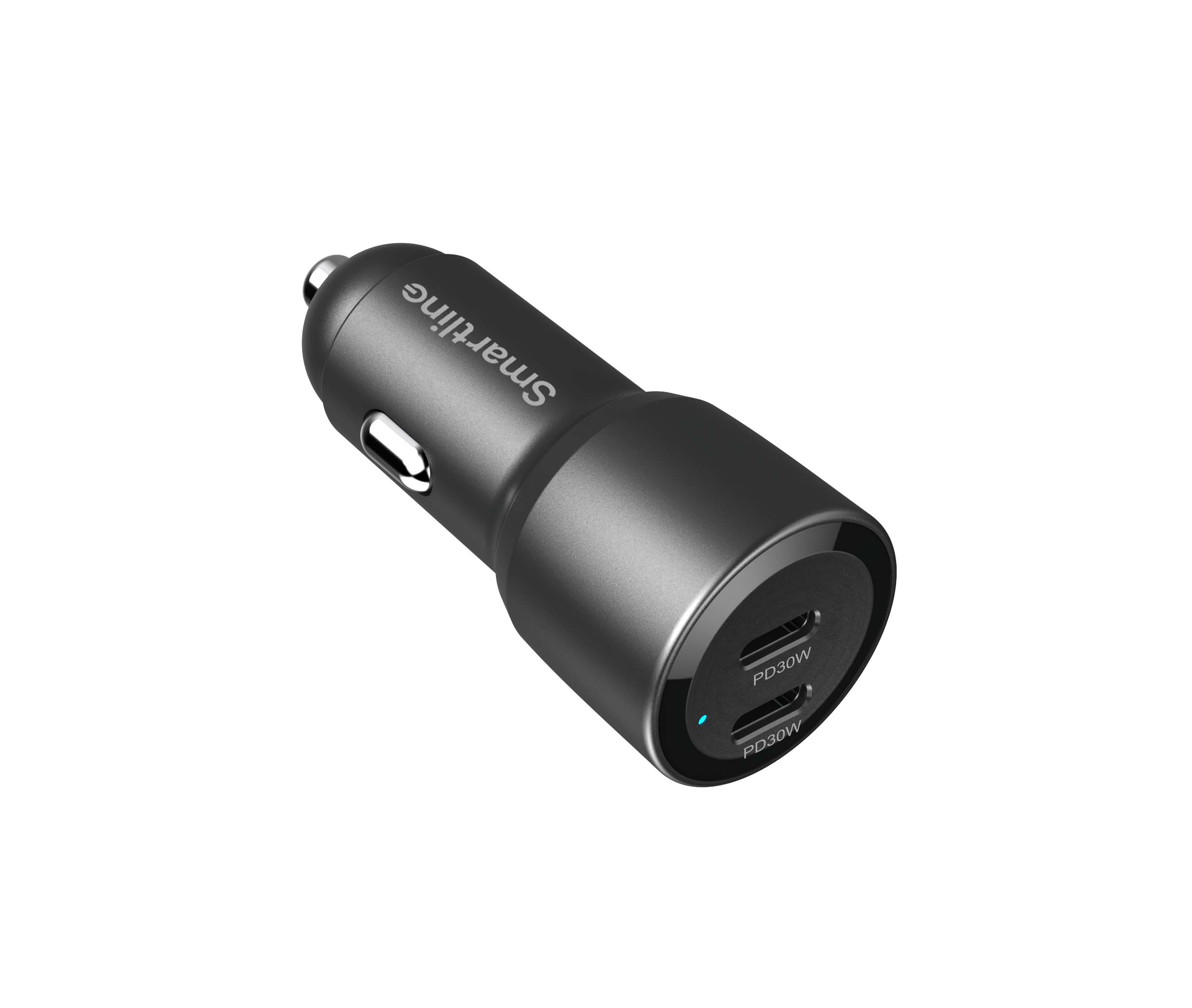 Biloplader 60W 2x USB-C PD, Sort