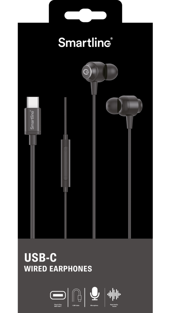 Kablede In-ear høretelefoner med USB-C, Sort