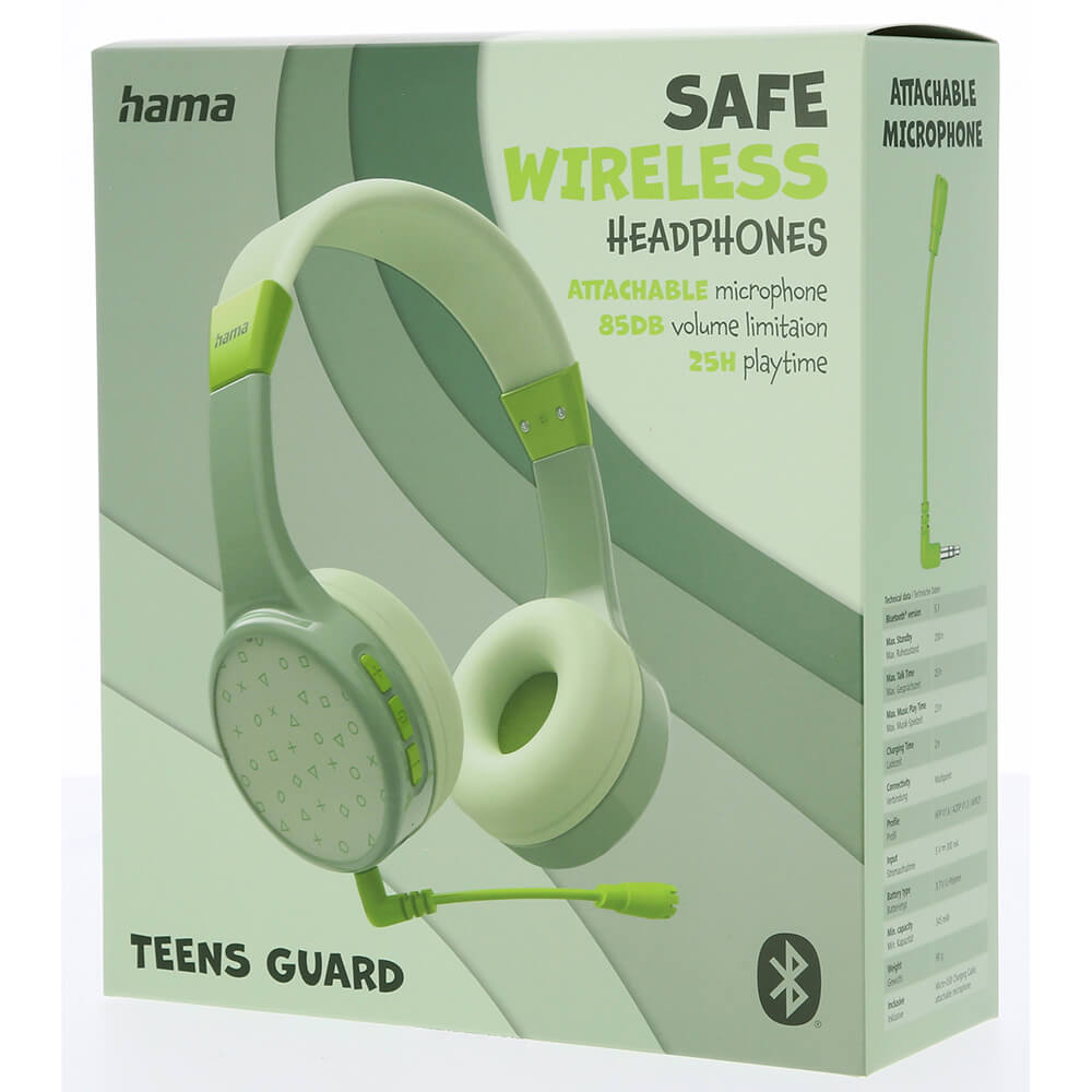 Teens Guard trådløse børnehøretelefoner, Grøn