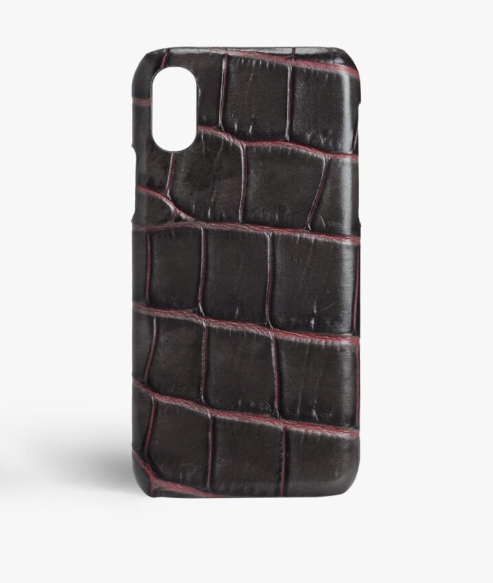 iPhone Xs Max Cover Croco Taupe/Pink