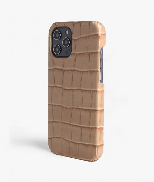 iPhone 12 Pro Max Cover Croco Sand