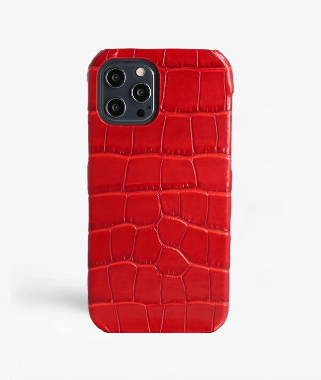 iPhone 12 Pro Max Cover Croco Rød