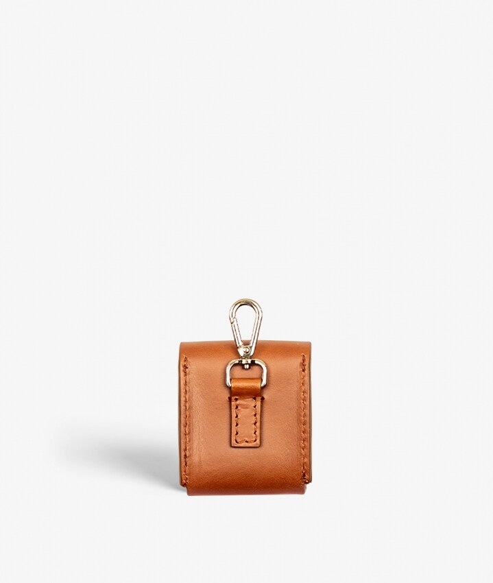 Fastgørbart AirPods læderetui Vegetable Tanned Brown