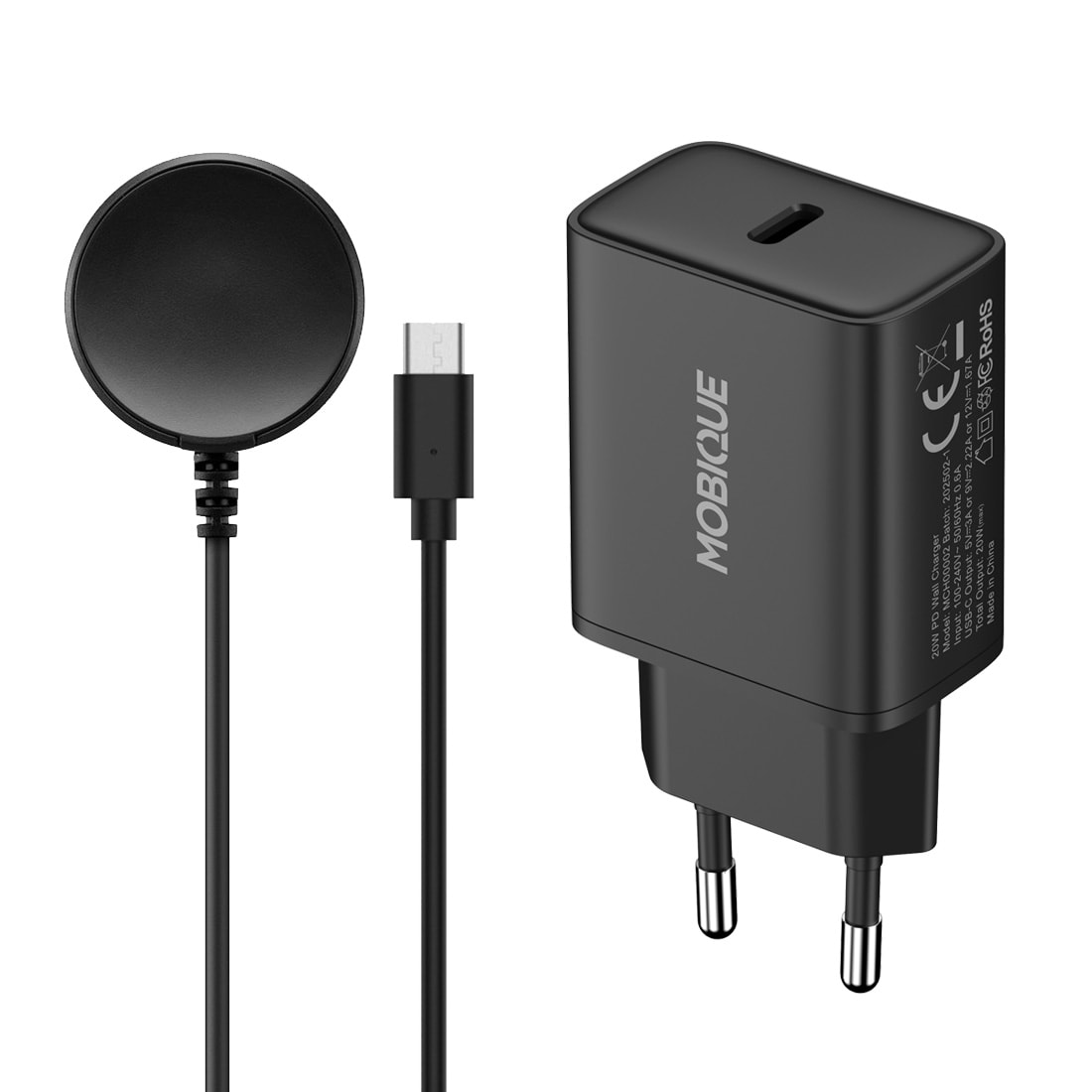 Samsung Galaxy Watch Ultra (2025) Oplader - kabel og vægoplader 20W, Sort