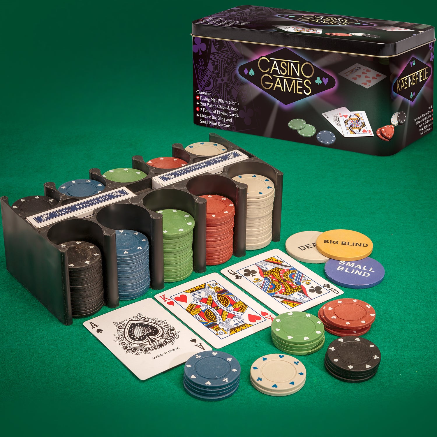 Casino Games - Pokersæt med jetoner og kort