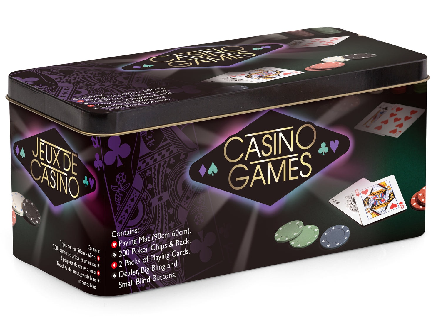 Casino Games - Pokersæt med jetoner og kort