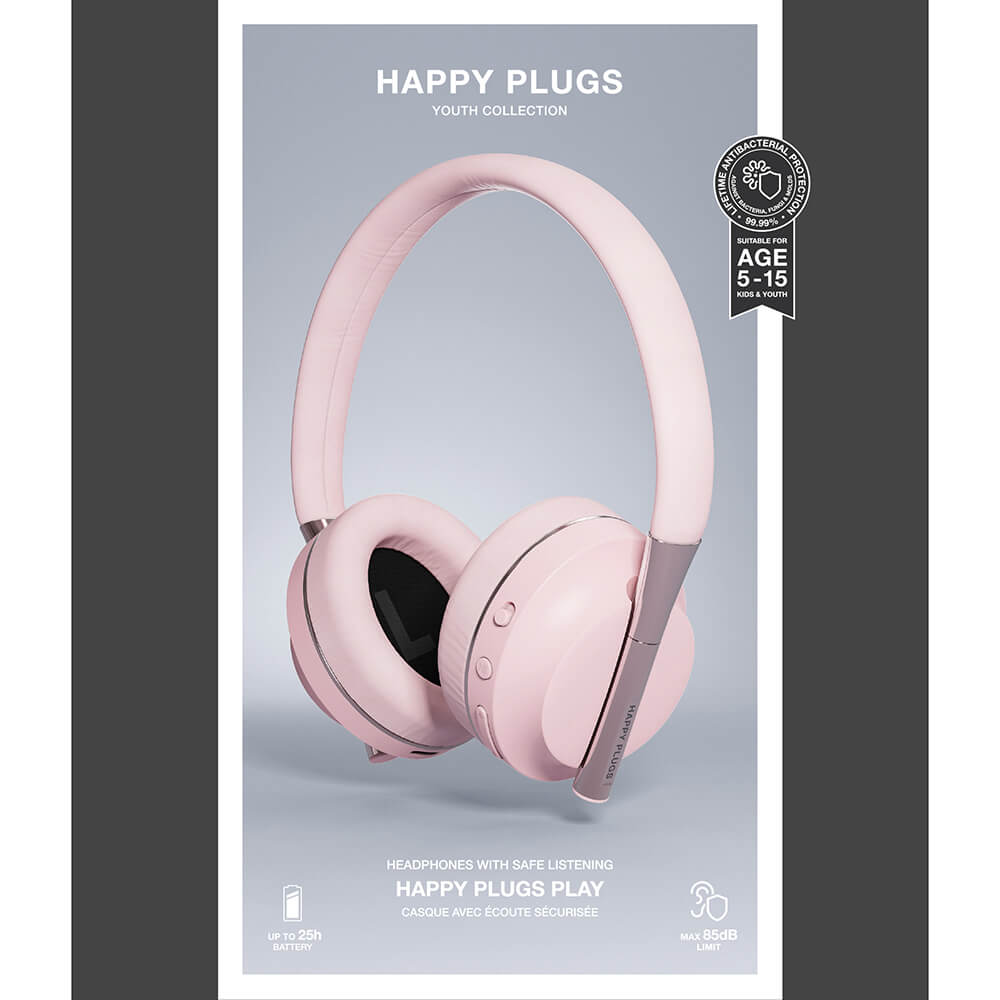 Play trådløse over-ear 85dB børnehøretelefoner, Lyserød