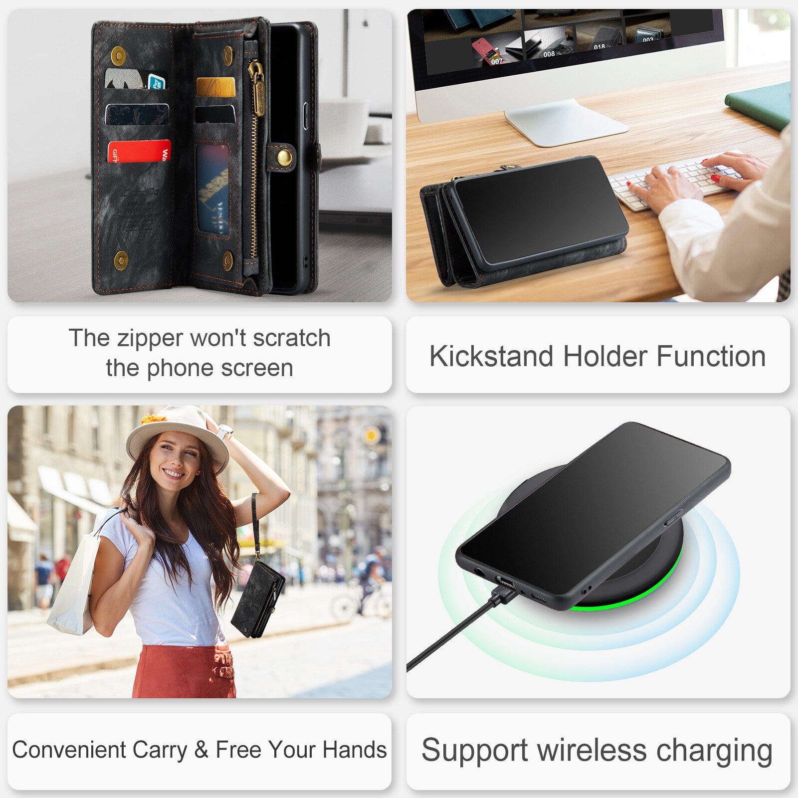 Samsung Galaxy S9 Rummeligt pungetui med mange kortholdere, Grå